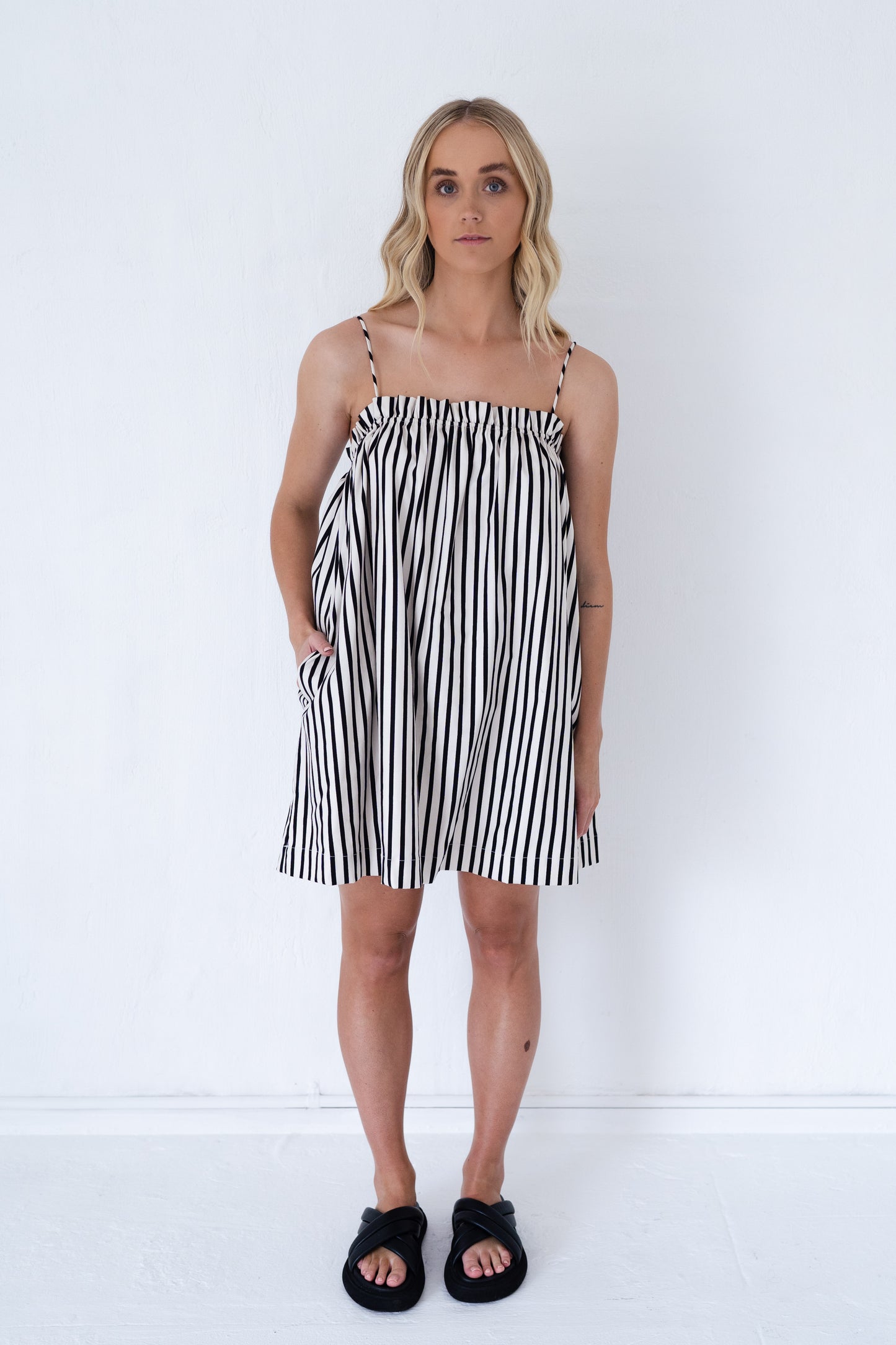 Alba Mini Dress | Black Stripe