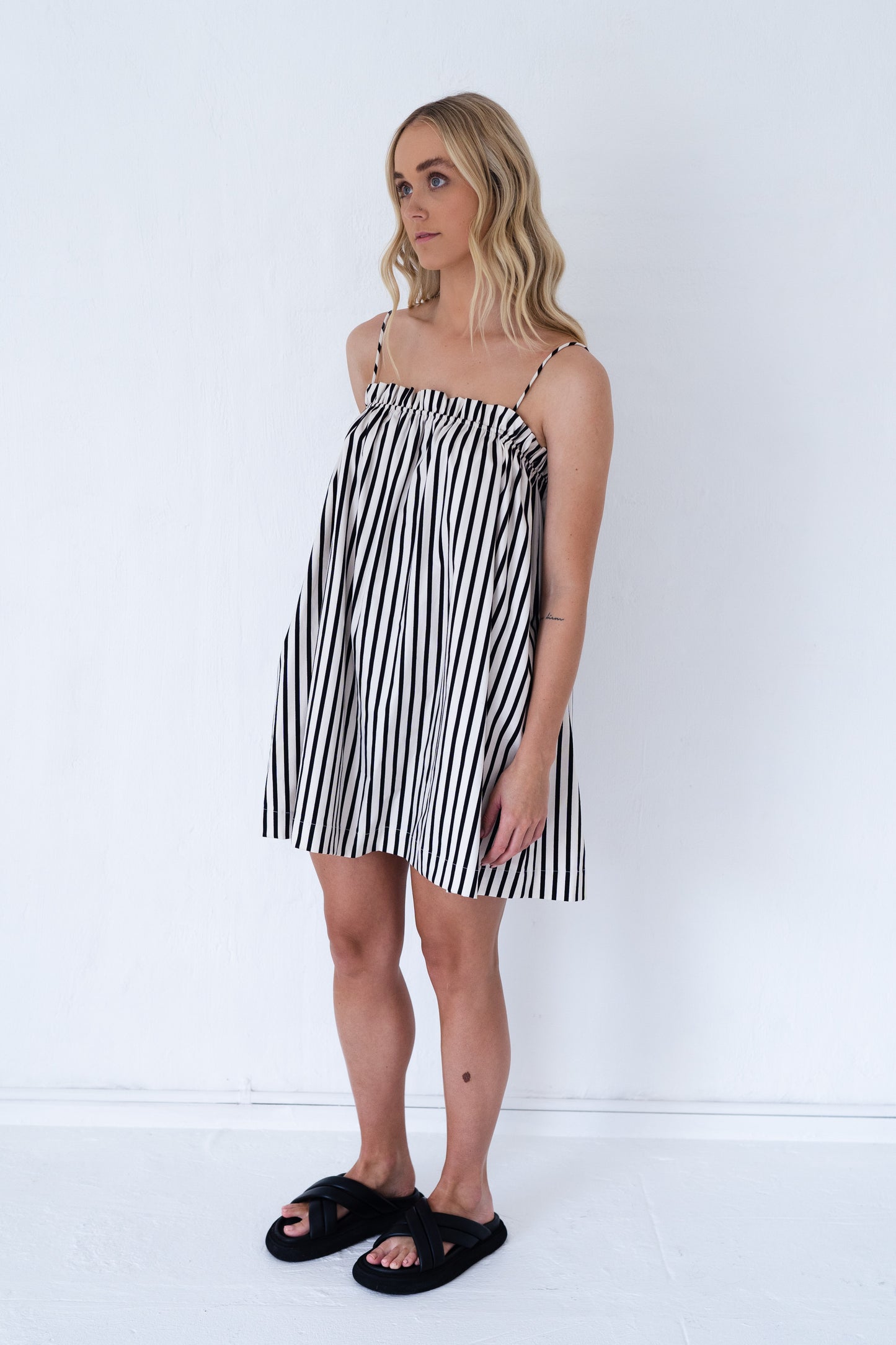 Alba Mini Dress | Black Stripe